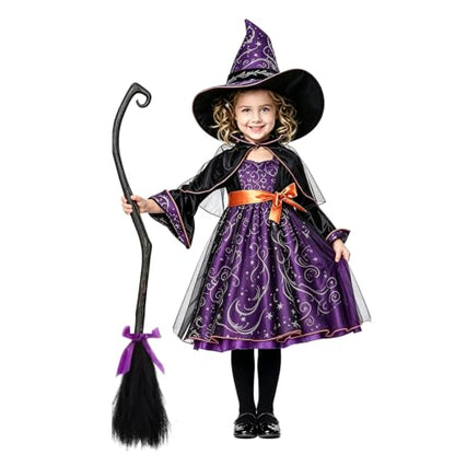 Halloween Witch Broom for Kids 130cm x 25cm Costume Accessory Black B - Cosplay Party