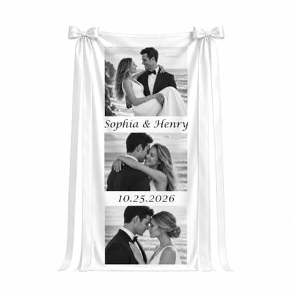 Personalized Wedding Photo Tapestry Custom Couple Backdrop Bride Gown Groomsmen