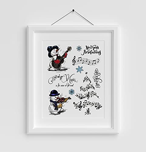 Music Tree Snowman Christmas Clear Stamps for Card Making DIY Holiday Craft