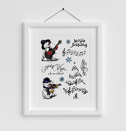 Music Tree Snowman Christmas Clear Stamps for Card Making DIY Holiday Craft