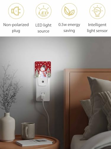 Christmas Snowman Night Light Plug-in LED Night Lamp with Sensor, 11.5x7.5x5cm