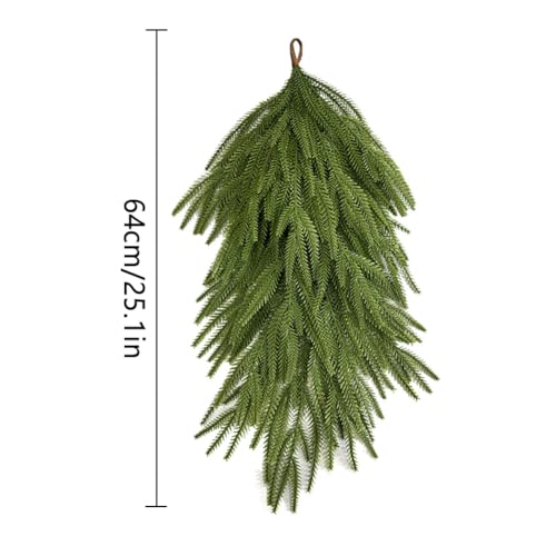 Christmas Teardrop Swag for Front Door - 25 Inch Faux Pine Needle Wreath - Oval/2