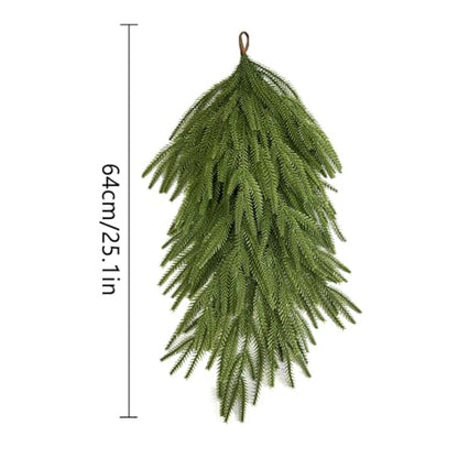 Christmas Teardrop Swag for Front Door - 25 Inch Faux Pine Needle Wreath - Oval/2