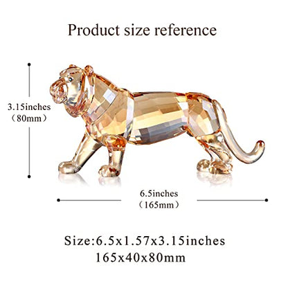 Pink Crystal Tiger Figurine Animal Collectible Home Decor Ornament Gift
