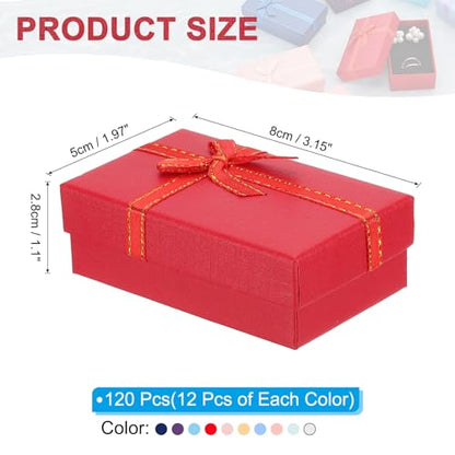 120 Pcs Jewelry Gift Boxes with Lid Ribbon Small Packaging Gift Box Set