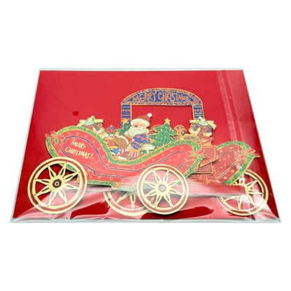 Red Christmas Vintage Car Greeting Card with Envelope for Son Granddaughter & Family