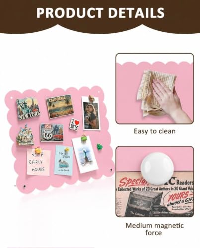 Pink Magnetic Board 10.2 x 14.2 Inches for Desk and Wall Organizer