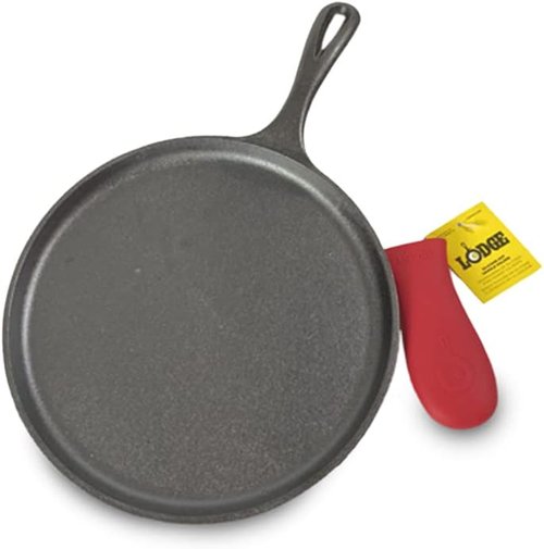 Lodge Cast Iron Griddle - Durable Non-Stick Cooking Surface | 10.5" | Black/Red