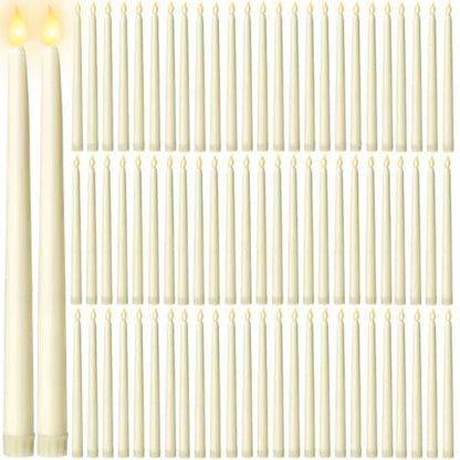 Bulk 100 LED Flameless Taper Candles - 11 Inch Flickering Electric Candlesticks for Wedding & Holiday Decor