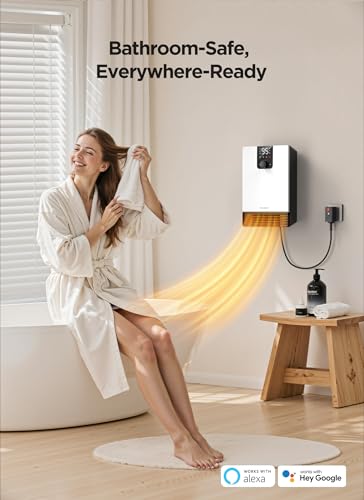 GiveBest 1500W Smart Wall Heater, Electric Space Heater with Remote, App & Voice Control, Bright White