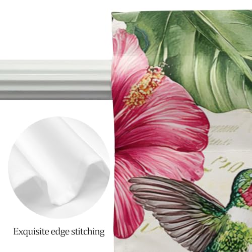 Red Flower Swag Kitchen Curtains Set - 3 Piece Summer Valance & Tier, 56 x 36 Inches, Variation of 27.5W x 24L