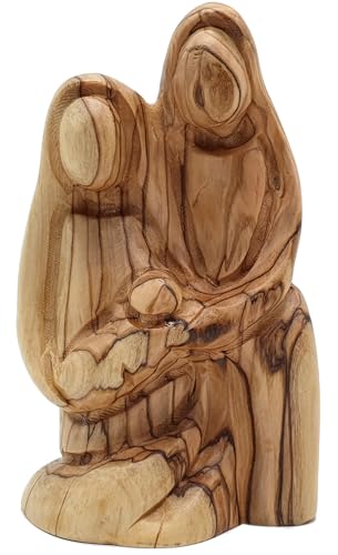 Hand Carved Olive Wood Nativity Scene - Holy Family Figurines for Christmas Decor