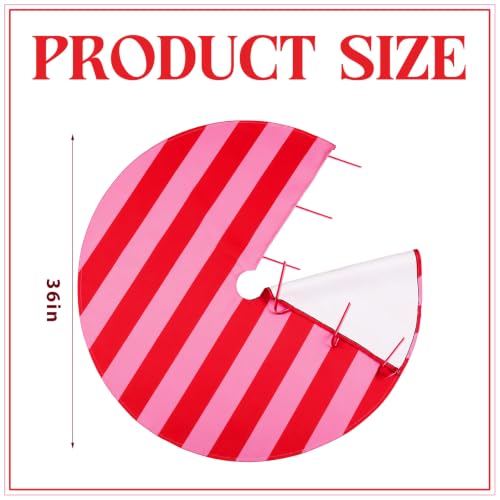 36-Inch Pink and Red Christmas Tree Skirt with Bow Ties - Holiday Decor