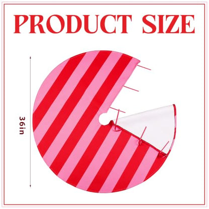 36-Inch Pink and Red Christmas Tree Skirt with Bow Ties - Holiday Decor