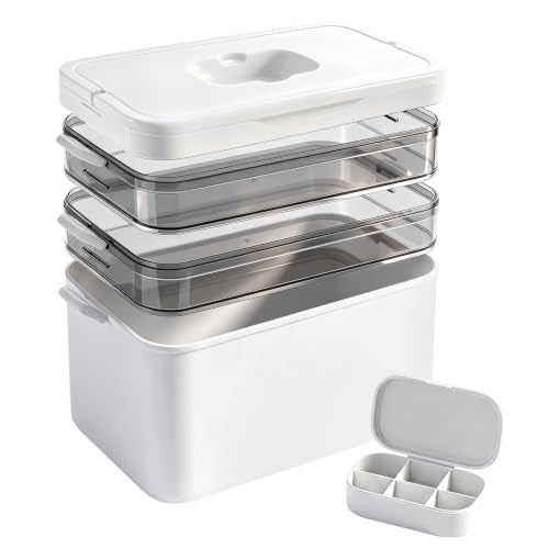 3-Tier Portable Medicine Organizer with Handle for First Aid & Family Use