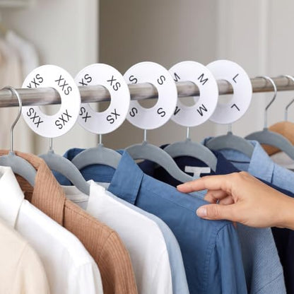8 Pcs Clothing Size Dividers, Round Closet Dividers Plastic (White) - 9 cm Diameter, 8 Sizes