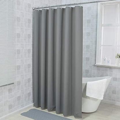 AmazerBath Plastic Shower Curtain, 72 x 84 Inches PEVA Shower Curtain with Heavy Duty Clear Stones and 12 Grommet Holes, Waterproof Thick Bathroom Plastic Shower Curtains-Dark Grey