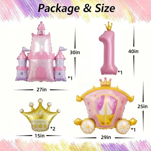 Princess Birthday Balloon Kit for 1-7 Years Old Party Decorations