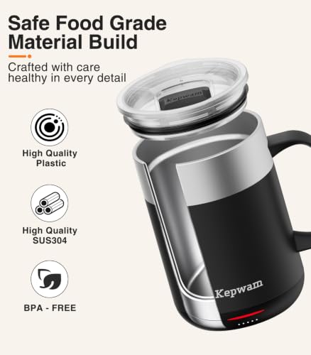 Self-Heating Coffee Mug 14oz with Black Finish & Smart Temperature Control