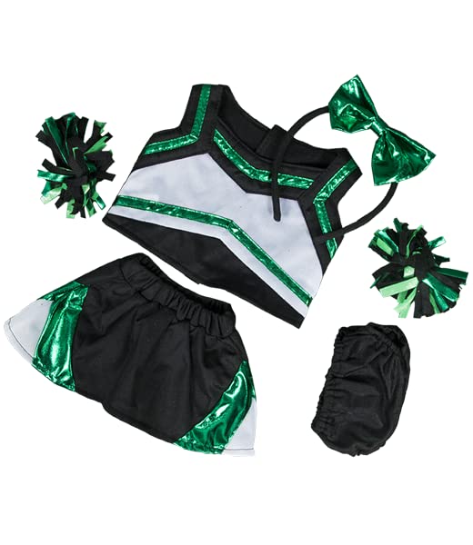 Metallic Green and Black Cheerleader Doll Costume Set for 14-18 Inch Plush Toys