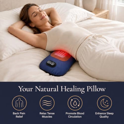 4-in-1 Lumbar Support Pillow & Lower Back Massager with Red Light - Blue Variation