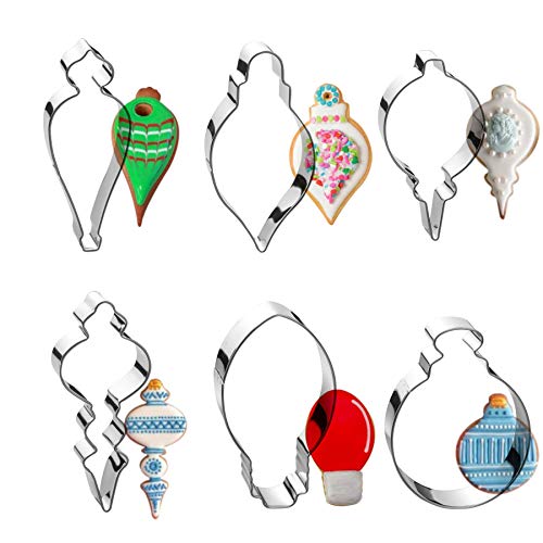 Christmas Ornament Cookie Cutter Set - 6 Stainless Steel Shapes for Holiday Baking
