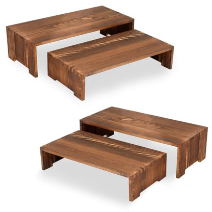 Wooden Cupcake Stand Set - 2 Tiered Stackable Display Risers for Bakery and Party Decor