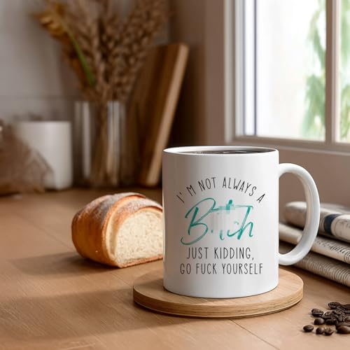 Funny Swear Word Mug - Hidden Secret Coffee Cup with Whit-Aqua Blue Variation