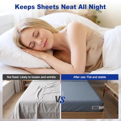 Bed Sheet Holders for Corners 4 Pack - Heavy Duty Fitted Sheet Grippers with Sliding Locks