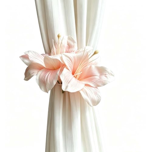 2Pcs White Bow Curtain Tiebacks Lace Ribbon Decorative Holdbacks for Bedroom