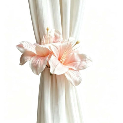 2Pcs White Bow Curtain Tiebacks Lace Ribbon Decorative Holdbacks for Bedroom