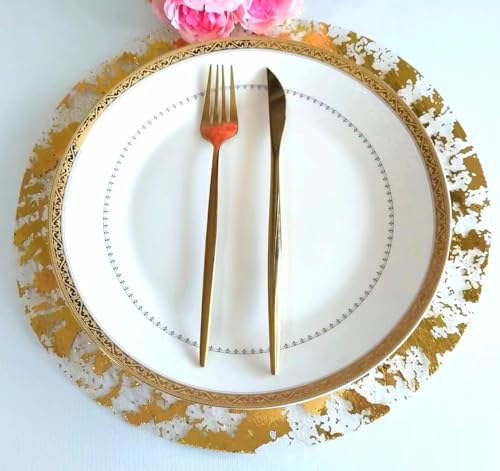 Disposable Gold Placemats Set of 100 - 13 Inch Metallic Round Doilies for Wedding & Party Decor - Gold / 100