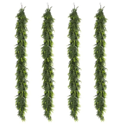 6FT Real Touch Cedar Garland for Mantel Fireplace - Pack of 4