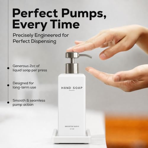 White Glass Hand and Dish Soap Dispenser Set with Pump & Tray - 12oz Kitchen Decor