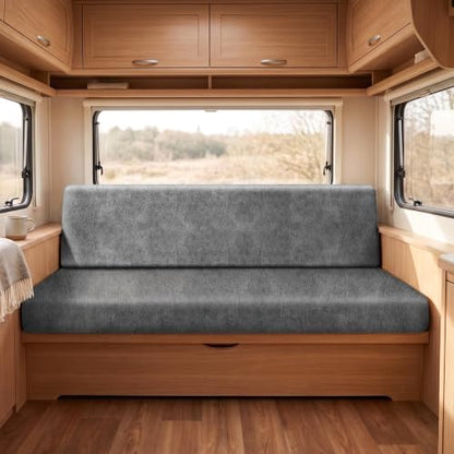 Leather Look RV Couch Cover for Jackknife Sofa - Dark Grey 1 Set