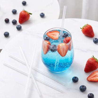 100 Pack Clear Disposable Plastic Drinking Straws - 8.26 inch, Food Grade BPA-Free