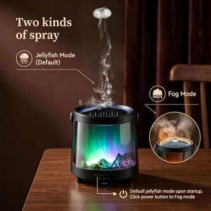 Black Jellyfish Mist Humidifier Diffuser with Aurora Night Light
