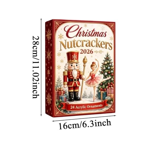 Christmas Nutcracker Advent Calendar with 24 Acrylic Dancer & Nutcracker Ornaments