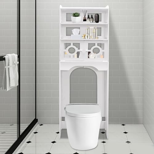 Over Toilet Storage Cabinet PVC 4-Tier Bathroom Organizer Shelf