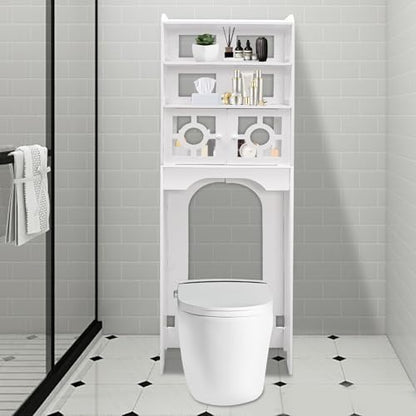 Over Toilet Storage Cabinet PVC 4-Tier Bathroom Organizer Shelf