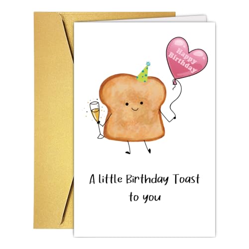 White Birthday Card for Besties & Family - Funny Toast Pun Gift