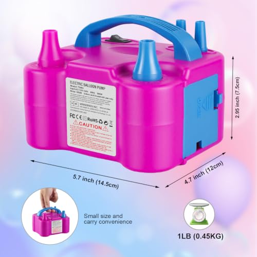 Pink Electric Balloon Pump with Dual Nozzle & Tying Tools - Portable Party Decor