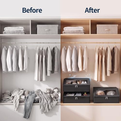 Yecaye 2-Pack Hat Storage Box for Baseball Caps, Holds Up to 48 Hats