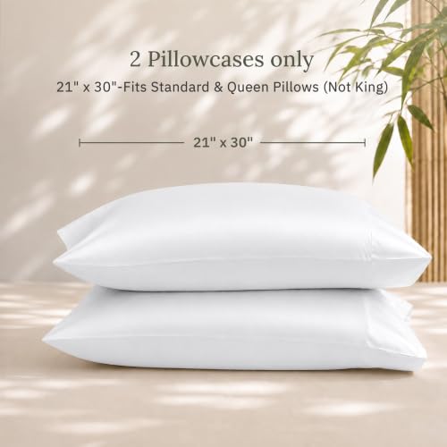 White Queen Pillowcases Set of 2 - 100% Bamboo Viscose, Soft & Cooling