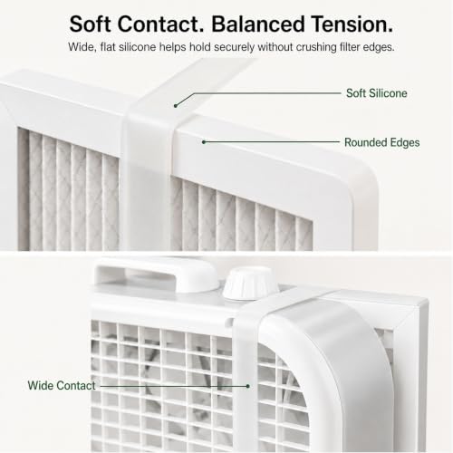 Stretchable Silicone Box Fan Filter Straps 2Pcs Clear - Adjustable Fan Filter Holders
