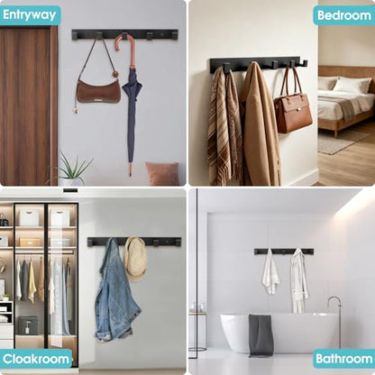 Black 5-Hook Wall Mount Coat and Towel Hooks - Bathroom & Kitchen Organizer - Variation 1