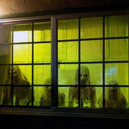 Halloween Window Clings Horror Skull Ghost Bloody Designs - Style17 - 2 Sheets Spooky Decals for Glass & Room Decor
