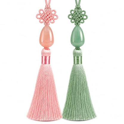Korean Norigae Tassels Set - Pink & Sage Green Decorative Hanging Ornaments