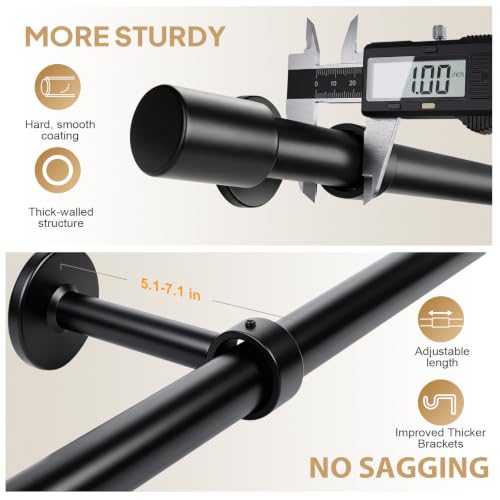 Extra Long Curtain Rods 144-240 Inches with 1” Diameter & Reinforced Brackets - Variation of 32" to 240"