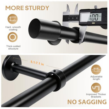 Extra Long Curtain Rods 144-240 Inches with 1” Diameter & Reinforced Brackets - Variation of 32" to 240"